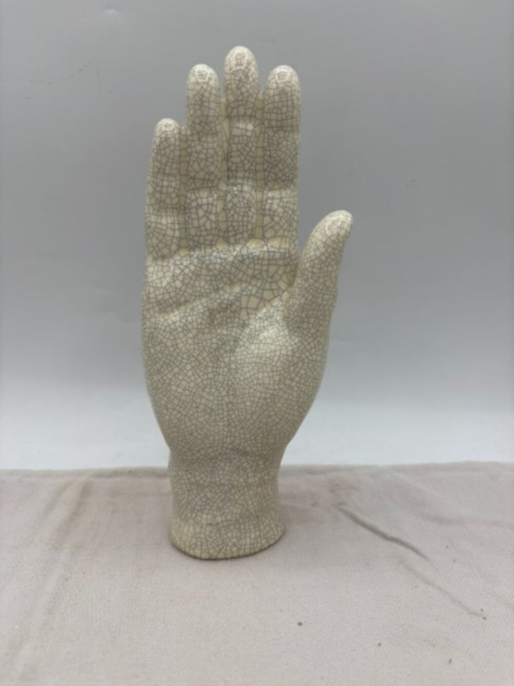 Faux White Porcelain Crackle 9" Hand Display Figurine